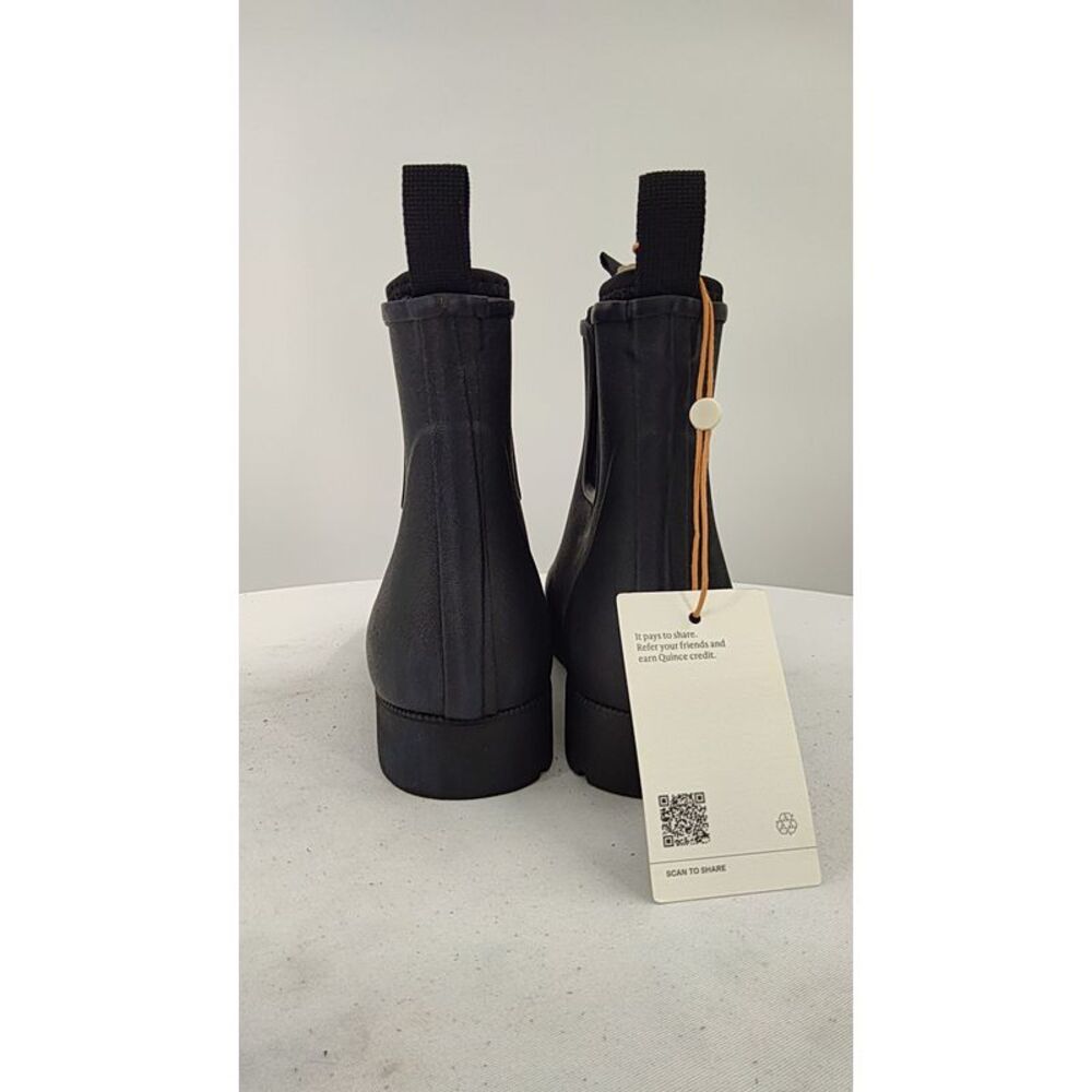 Quince Womens Waterproof Ankle Rain Boot Black Shoes 8 - Picture 3 of 3